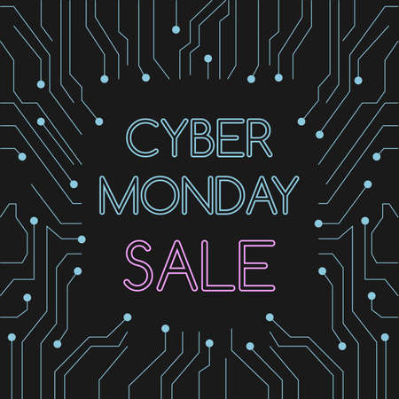 Cyber monday on tech circuit board backgroundのイラスト素材