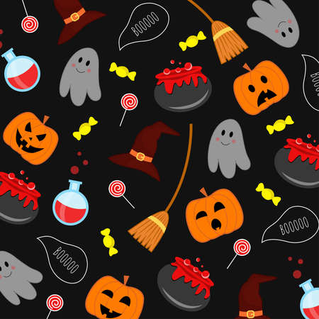 Pattern with cute halloween elementsのイラスト素材