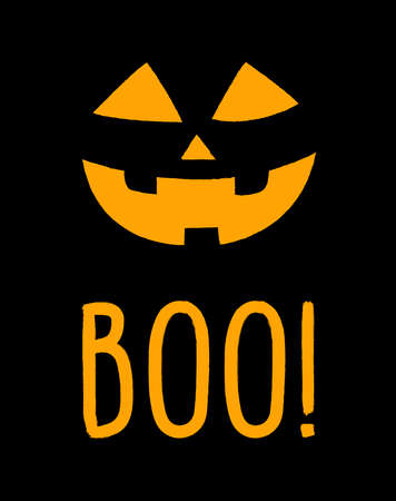 Boo text. Pumpkin face dark bannerのイラスト素材