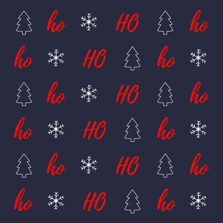Hohoho pattern, Santa Claus laugh. Seamless texture for Christmas design. Vector red background with...