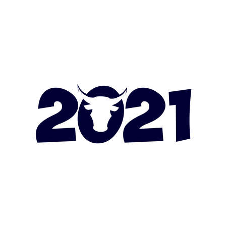 2021 year with bull vectorのイラスト素材