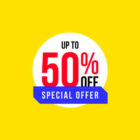 Mega Sale banner. Up to 50% off. Special Offer
