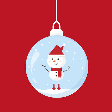Christmas ball with snowman illustrationのイラスト素材