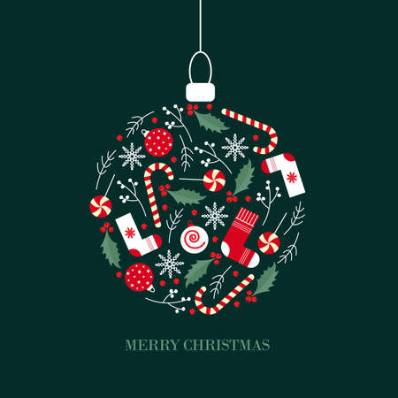 ball with christmas elements illustrationのイラスト素材