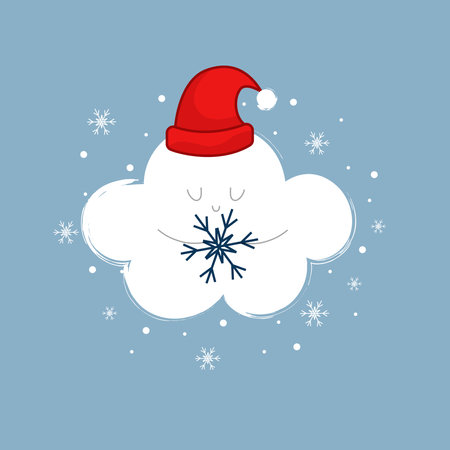 Ð¡ute cloud character with christmas hatのイラスト素材