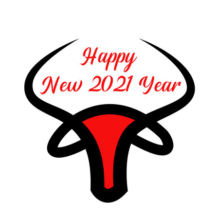 Happy New 2021 Year. Bull illustrationのイラスト素材