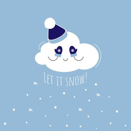 Ð¡ute cloud character with christmas hatのイラスト素材