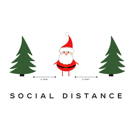 Christmas character social distance illustrationのイラスト素材