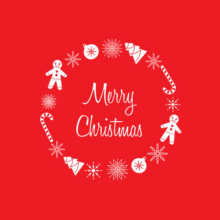 Merry Christmas wreath with elementsのイラスト素材