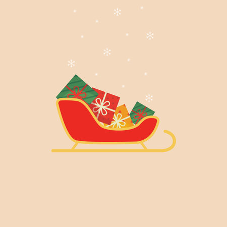 Christmas sleigh with gifts illustrationのイラスト素材