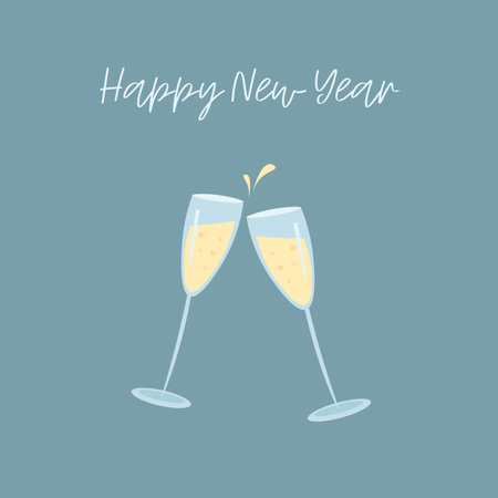 Glasses of champagne banner. Happy New Year templateのイラスト素材