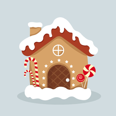 Vector gingerbread house. Christmas cookies and candy. Cute illustrationのイラスト素材