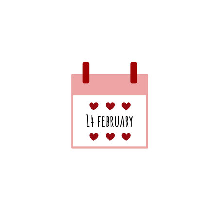 February 14. Calendar icon. Valentine's day. Love. Vector illustration, flat style.のイラスト素材