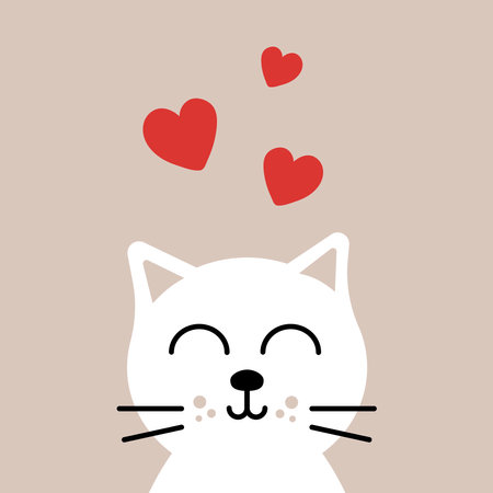 Cute cat with red heartのイラスト素材