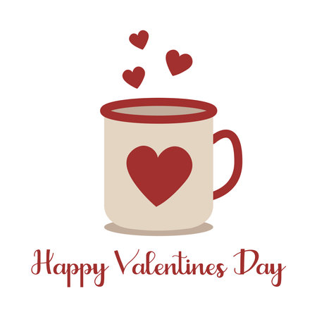 Happy Valentines day illustration with cupのイラスト素材