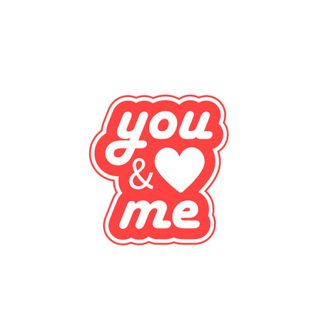 You and me lettering stickerのイラスト素材