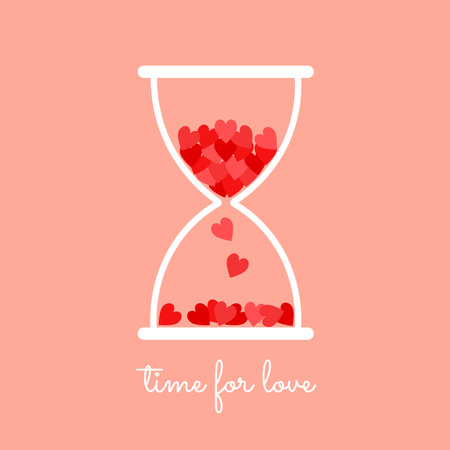 Hourglass with hearts on a white backgroundのイラスト素材