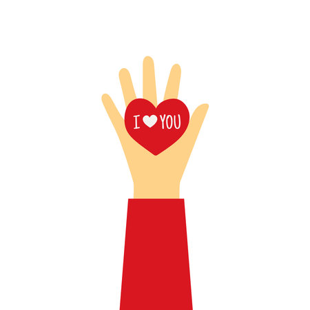 Hand holding a heart. Flat design vector illustration.のイラスト素材