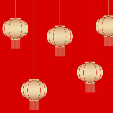 Stock vector illustration Happy Chinese New Year background, card, seamless. Chinese red paper lantern. lights. Chinese Happy New Year Traditional background.のイラスト素材
