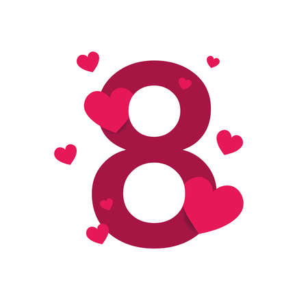 8 March Women's Day. International women's day.Number 8 with heartsのイラスト素材