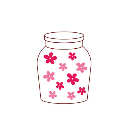 jar with flowers, vector illustrationのイラスト素材