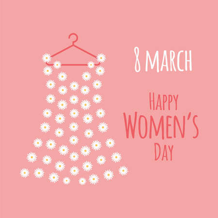 Dress with flowers. 8 marchのイラスト素材