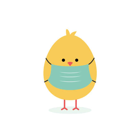 easter chicken in a medical maskのイラスト素材