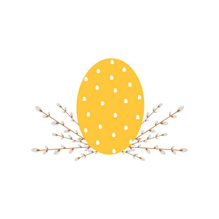 egg with willow. Happy easterのイラスト素材