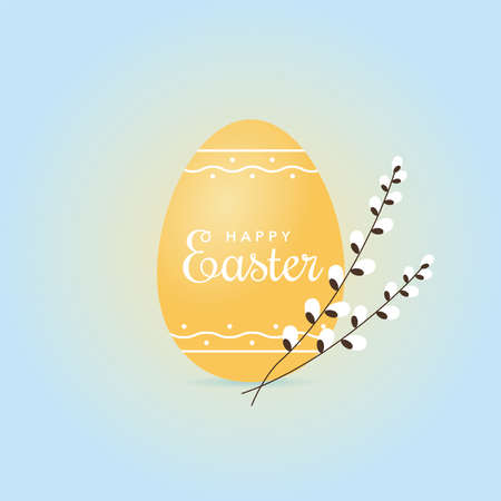 egg with willow. Happy easterのイラスト素材