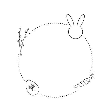 Easter outline wreath. Vector illustrationのイラスト素材
