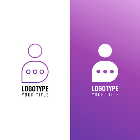 Chat logo icon. Vector logo chat design template with man. Abstract communication vector logotype.のイラスト素材