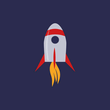 Rocket ship or starship isolated flying in sky, fast delivery, future space travel, startup...