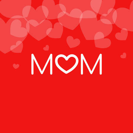 Mom text with heart. Mother's day bannerのイラスト素材