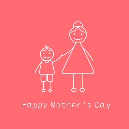 Happy Mother's day illustration with kids styleのイラスト素材