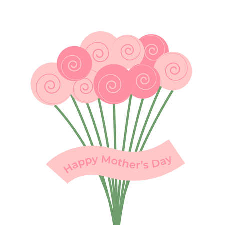 happy mother's day with bouquetのイラスト素材