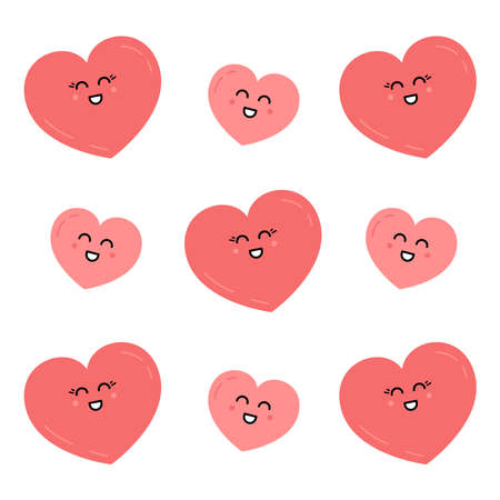 Cute happy heart character pattern vectorのイラスト素材