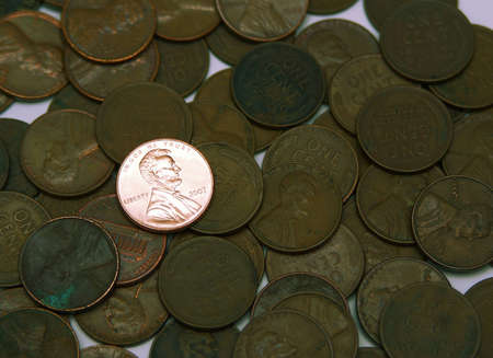 Shiny penny among dull old pennies