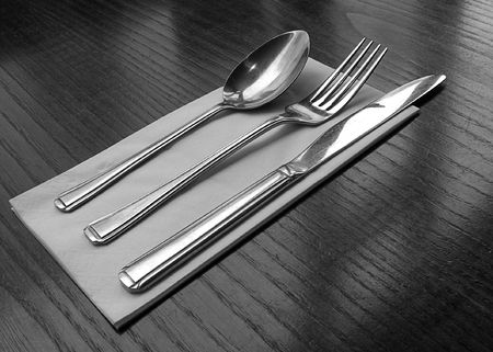 Cutlery on a cafe table
