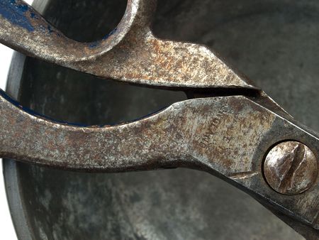 Close-up of old worn scissors