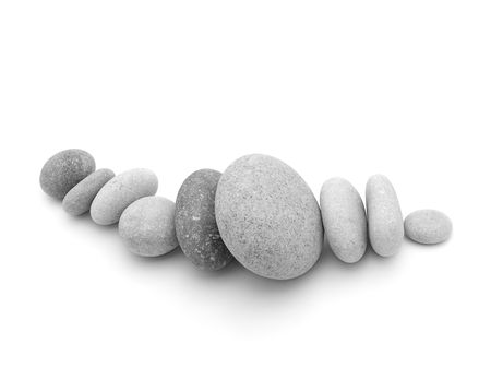 Pebbles isolated on a white backgroundの写真素材