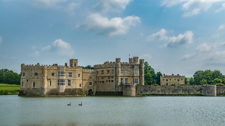 View of a medieval moated castle in Englandのeditorial素材