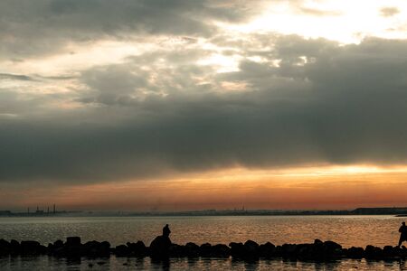 landscape, sea, water, sunset, dawn, sky, sun, sea, beach,の写真素材