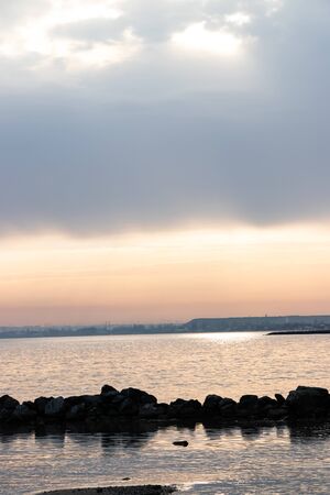 landscape, sea, water, sunset, dawn, sky, sun, sea, beach, in the sunset, dawn, wild on the water, wavesの写真素材