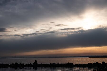 landscape, sea, water, sunset, dawn, sky, sun, sea, beach, in the sunset, dawn, wild on the water, wavesの写真素材
