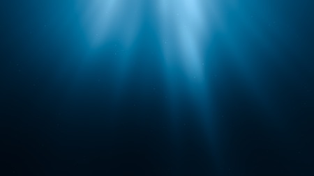 3D rendered illustration of sun rays under water. Undersea background.の写真素材
