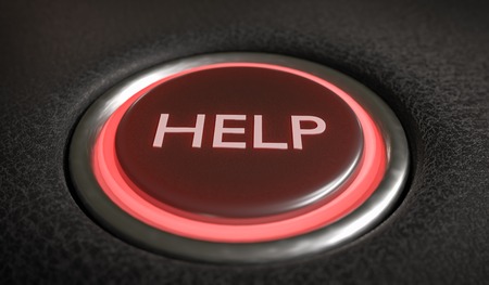 Help button for emergency assistance. 3D rendered illustration.
