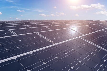 Photovoltaic solar panels. 3D rendered illustration.