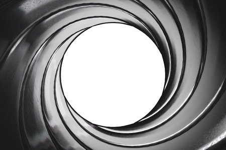 View through twisted gun barrel. 3D rendered illustration.の写真素材