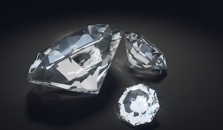 Luxury diamonds on black background. 3D rendered illustration.の写真素材