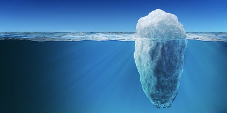 Underwater view on big iceberg floating in ocean. 3D rendered illustration.の写真素材
